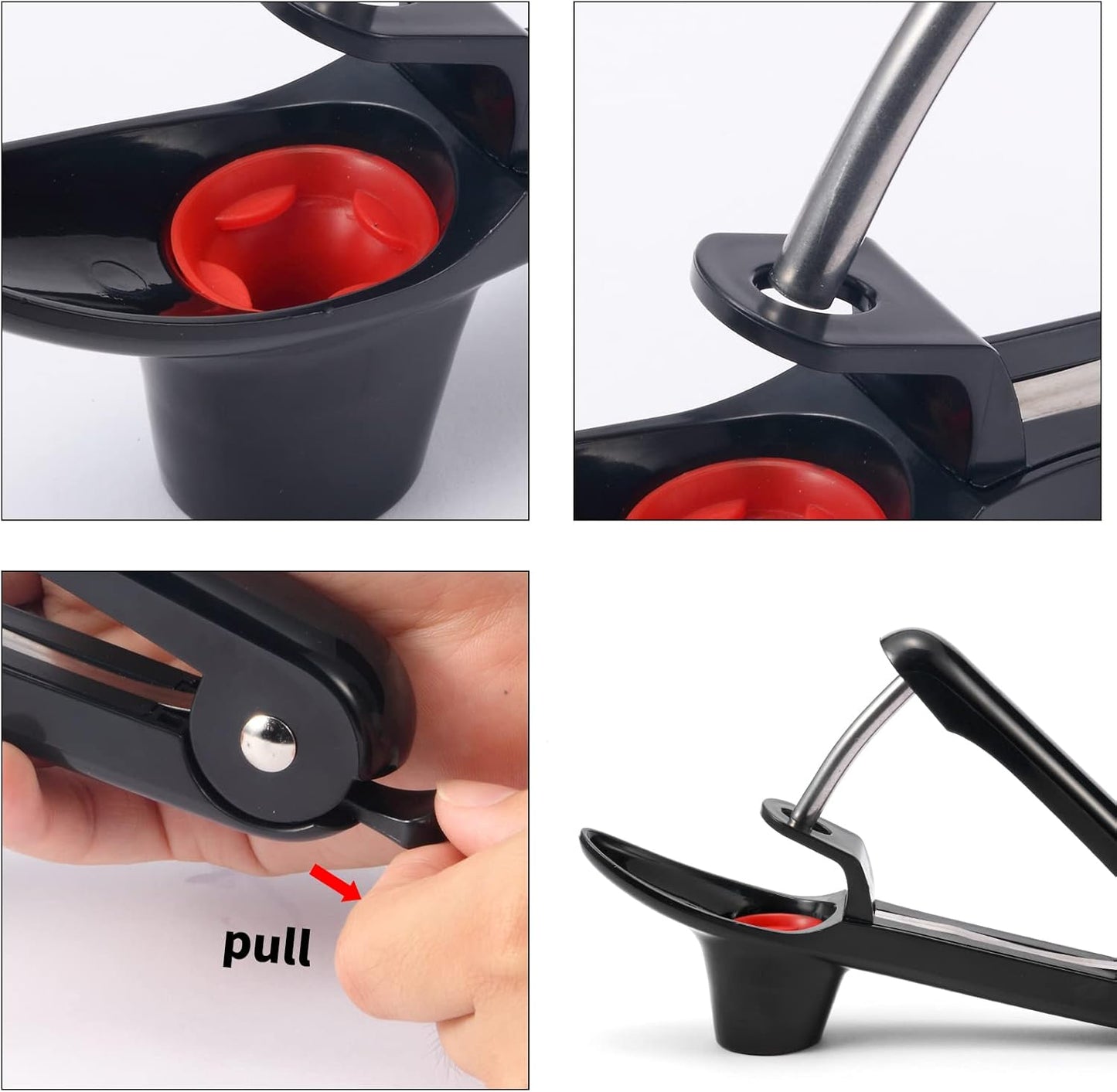 2 Packs Cherry Pitter Tools, Cherry Seed Core Remover Olives Pitter Tool, Stainless Steel Cherries Corer with Space-Saving Lock Design (Black & Green)