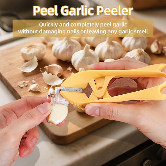 2PCS Garlic Peelers, Garlic Peeling Tool, Garlic Tweezers with Hanging Hole Manual Peeling Skin Remover Clips Simple Easy Multipurpose Kitchen Gadgets for Avoiding Your Hands from Smell,Yellow