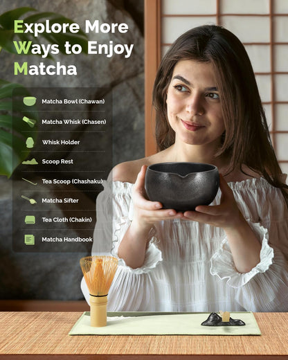 Matcha Whisk Set, 7-Piece Kit with Spouted Ceramic Bowl