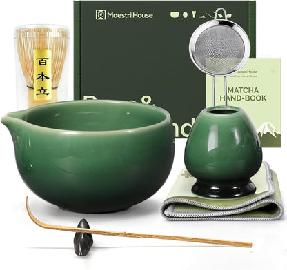 Matcha Whisk Set, 7-Piece Kit with Spouted Ceramic Bowl