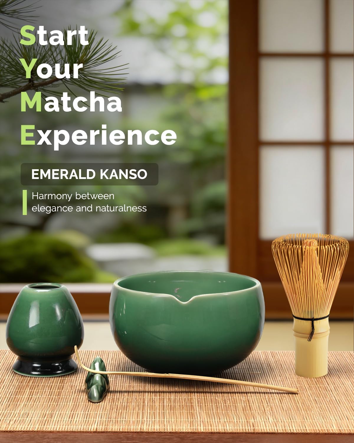 Matcha Whisk Set, 7-Piece Kit with Spouted Ceramic Bowl