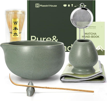 Matcha Whisk Set, 7-Piece Kit with Spouted Ceramic Bowl