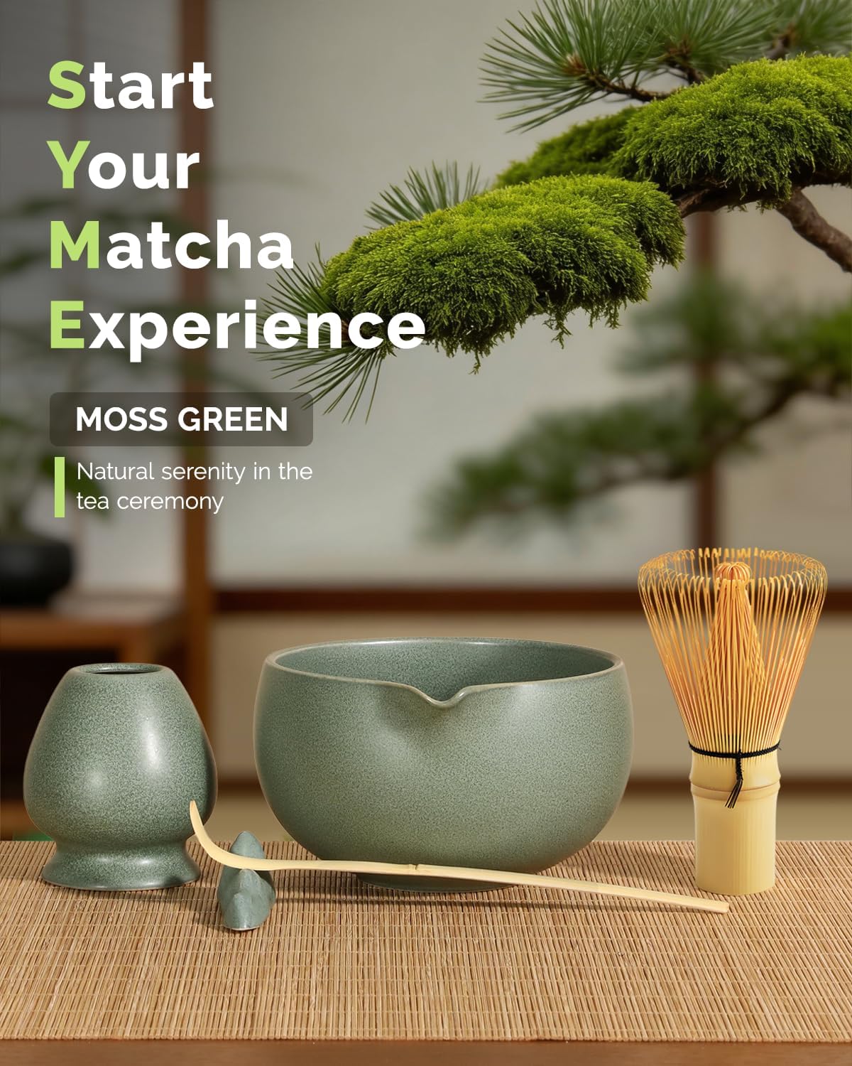 Matcha Whisk Set, 7-Piece Kit with Spouted Ceramic Bowl