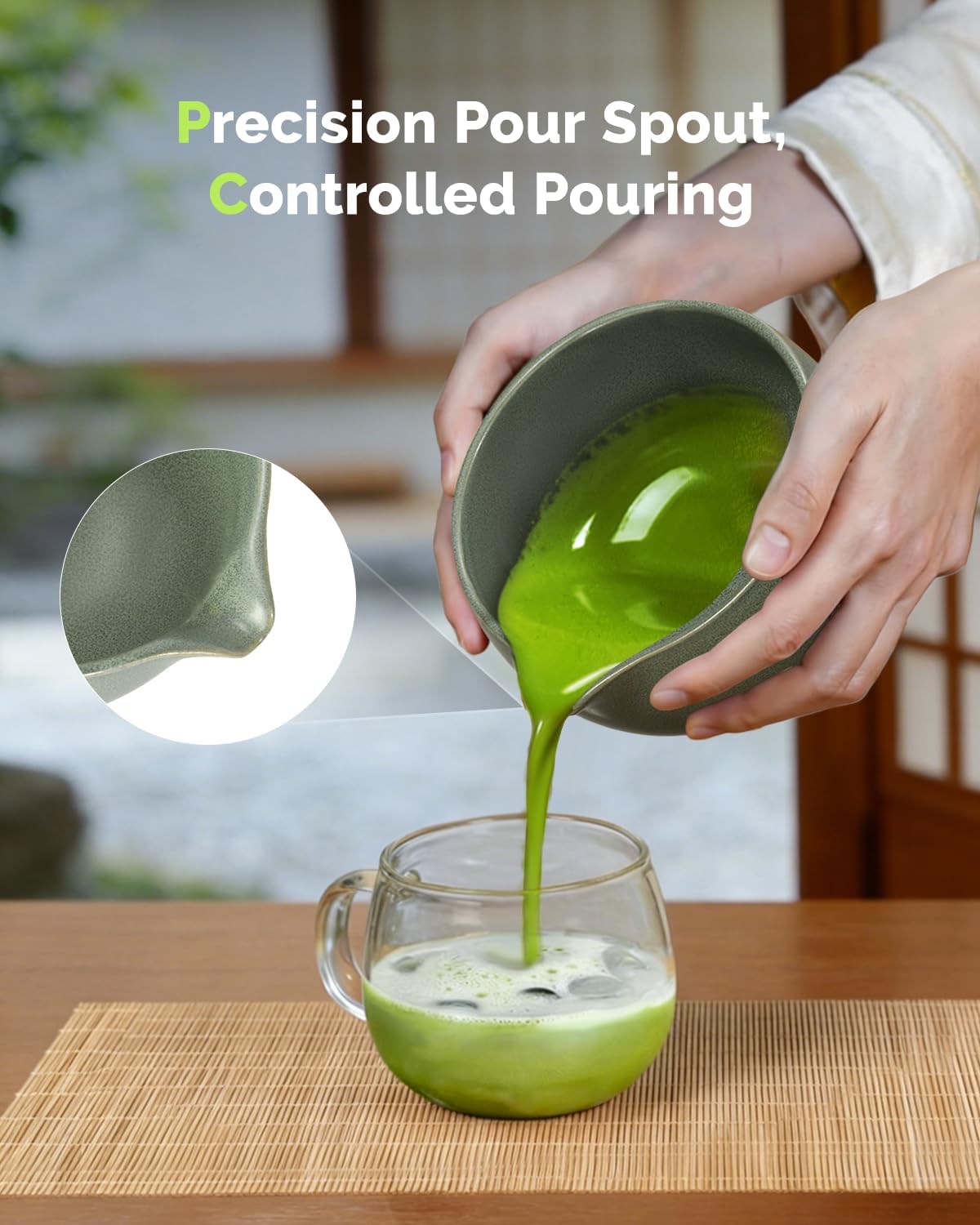 Matcha Whisk Set, 7-Piece Kit with Spouted Ceramic Bowl