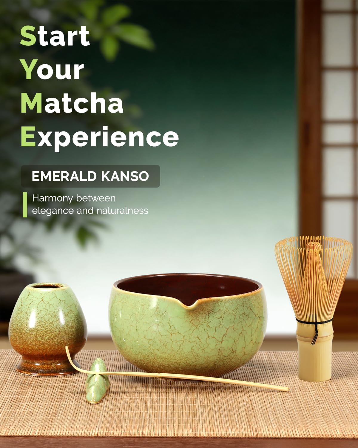 Matcha Whisk Set, 7-Piece Kit with Spouted Ceramic Bowl