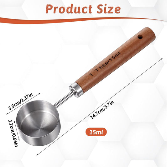 Coffee Measuring Spoon, Vintage Coffee Measuring Scoop 1 Tablespoon 15ml Stainless Steel Coffee-Spoon with Walnut Handle for Ground Coffeebeans Tea and More (Silver)