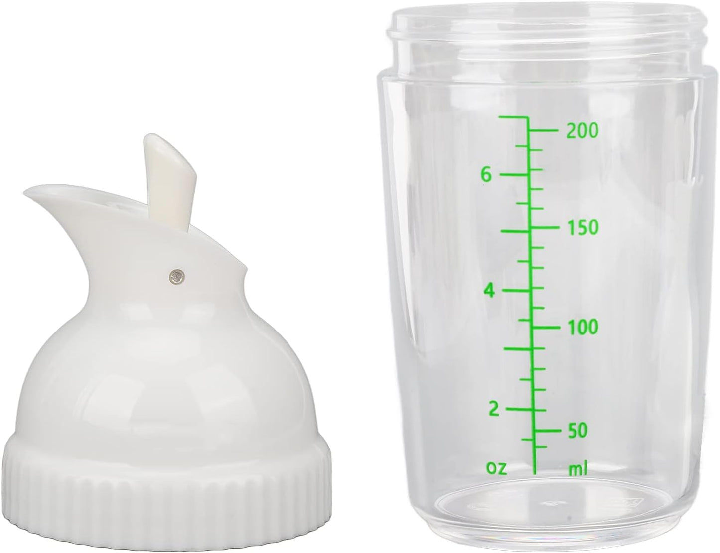 Salad Dressing Shaker, Dressing Mixer Bottle Mixer Dispenser Leakproof Pour Spout with Measurement Marks for Homemade Salad (White)
