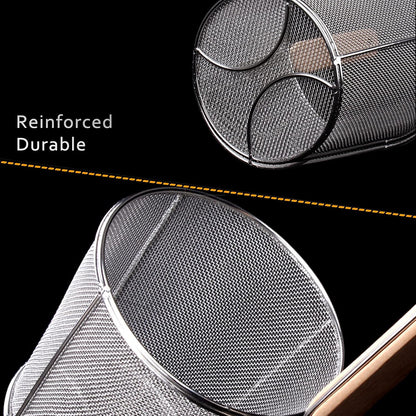 Micro-Perforated Stainless Steel Pasta Basket Mesh Spider Food Dumpling Noodle Strainer,Fine Mesh Skimmer Kitchen Fine Sieve Mesh Strainer with Wooden Handle (Strainer, 12cm)