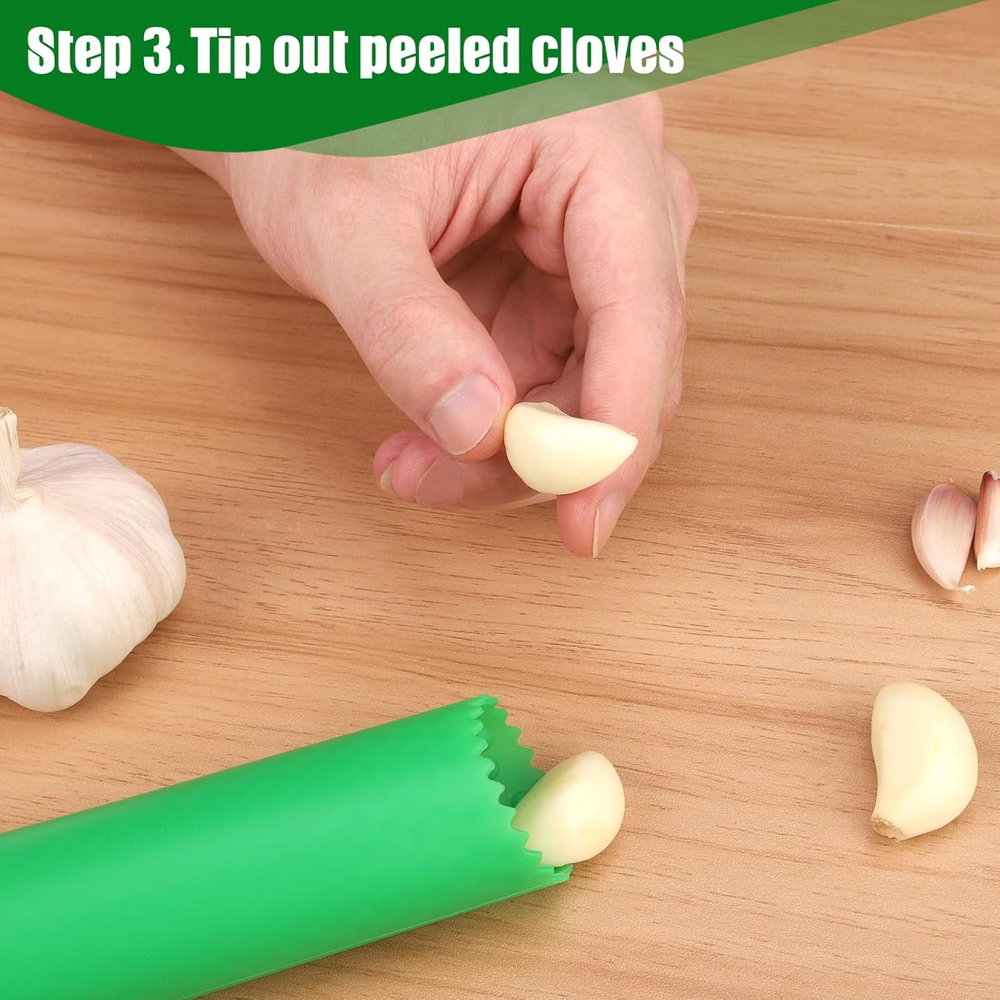 Sinnsally Garlic Peeler Skin Remover Roller Keeper,Easy Quick to Peeled Garlic Cloves with Silicone Tube Roller Garlic Peeling Kitchen Tool(3 Colors)