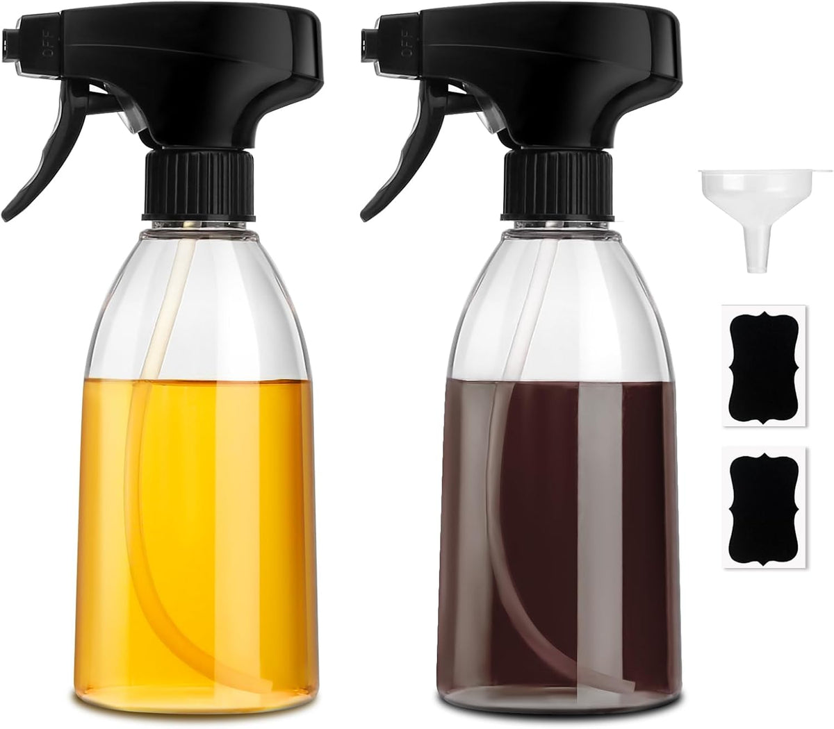 Oil Sprayer for Cooking, 2 Pack Olive Oil Spray Bottle, 10oz Food-Grade Plastic Oil Spritzer Mister, Refillable Oil Dispenser Bottle for Salad, BBQ, Grilling, Kitchen Baking, Roasting
