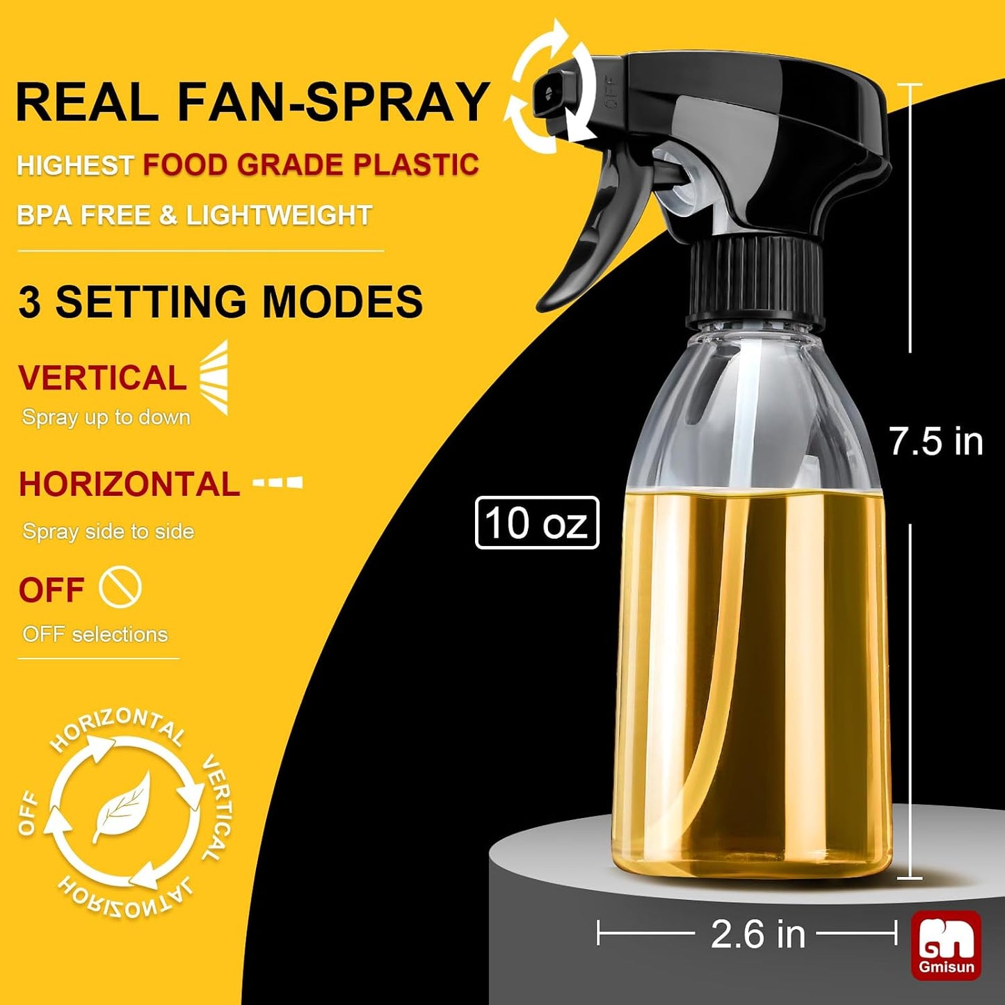 Oil Sprayer for Cooking, 2 Pack Olive Oil Spray Bottle, 10oz Food-Grade Plastic Oil Spritzer Mister, Refillable Oil Dispenser Bottle for Salad, BBQ, Grilling, Kitchen Baking, Roasting