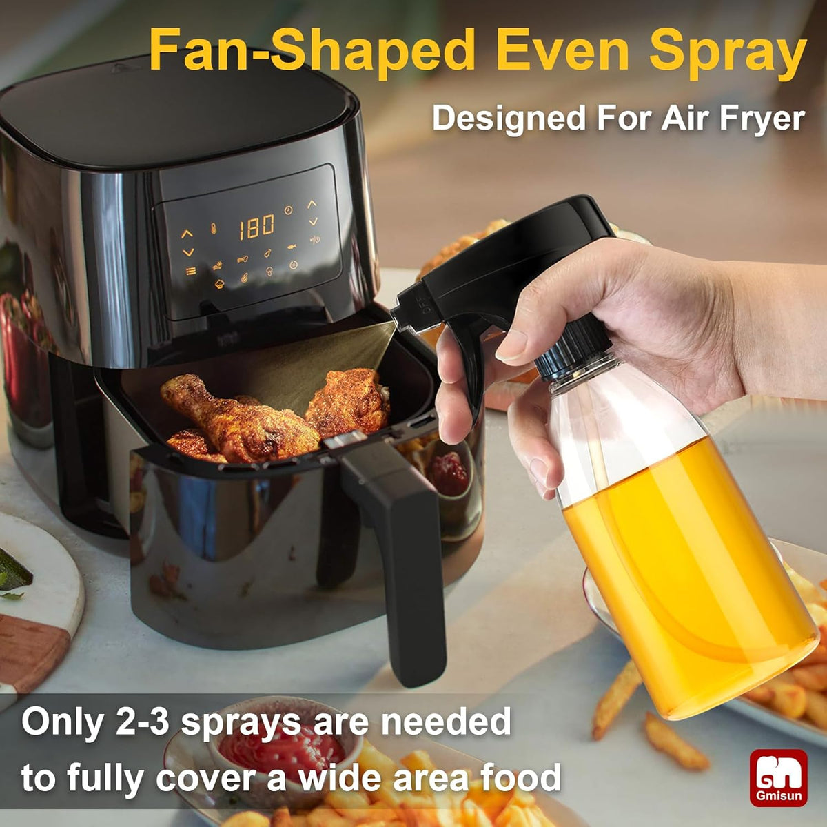 Oil Sprayer for Cooking, 2 Pack Olive Oil Spray Bottle, 10oz Food-Grade Plastic Oil Spritzer Mister, Refillable Oil Dispenser Bottle for Salad, BBQ, Grilling, Kitchen Baking, Roasting