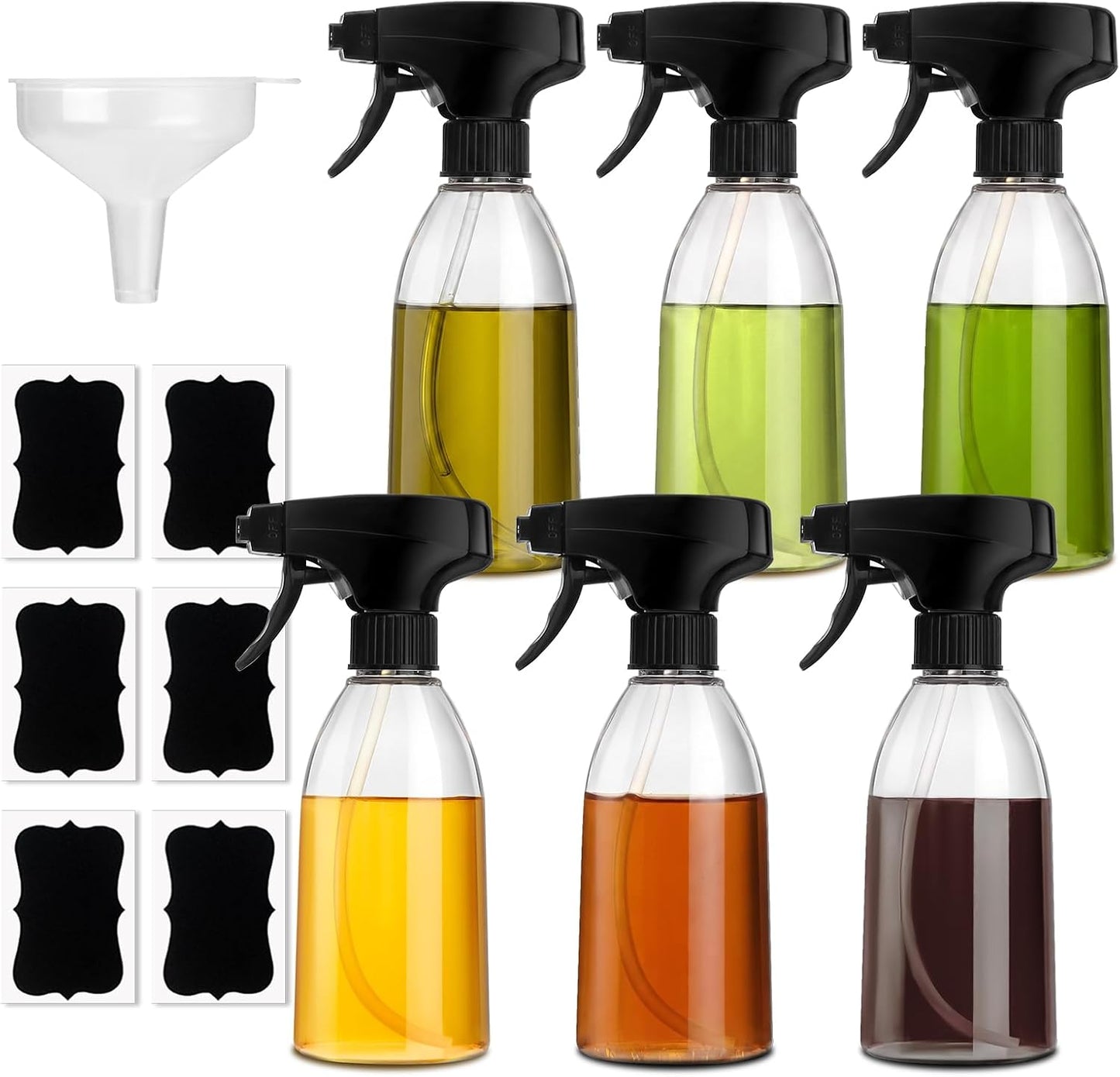 Oil Sprayer for Cooking, 2 Pack Olive Oil Spray Bottle, 10oz Food-Grade Plastic Oil Spritzer Mister, Refillable Oil Dispenser Bottle for Salad, BBQ, Grilling, Kitchen Baking, Roasting