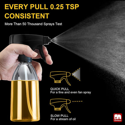 Oil Sprayer for Cooking, 2 Pack Olive Oil Spray Bottle, 10oz Food-Grade Plastic Oil Spritzer Mister, Refillable Oil Dispenser Bottle for Salad, BBQ, Grilling, Kitchen Baking, Roasting