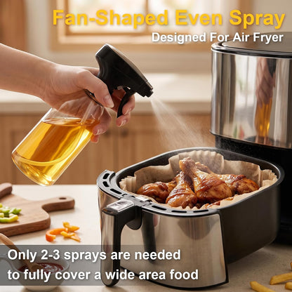 Oil Sprayer for Cooking, 2 Pack Olive Oil Spray Bottle, 10oz Food-Grade Plastic Oil Spritzer Mister, Refillable Oil Dispenser Bottle for Salad, BBQ, Grilling, Kitchen Baking, Roasting