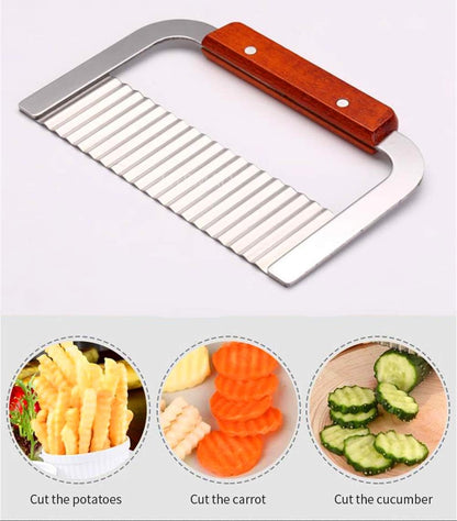 Crinkle Cutter, French Fry Cutter for Potatoes, Upgraded Stainless Steel Blade, Potato Slicer Frency Fry Crinkle Cutter Chopper Wavy Cutting Tool for Potatoes Carrots Cucumbers