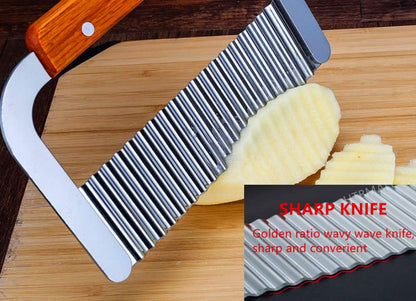 Crinkle Cutter, French Fry Cutter for Potatoes, Upgraded Stainless Steel Blade, Potato Slicer Frency Fry Crinkle Cutter Chopper Wavy Cutting Tool for Potatoes Carrots Cucumbers