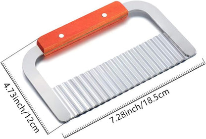 Crinkle Cutter, French Fry Cutter for Potatoes, Upgraded Stainless Steel Blade, Potato Slicer Frency Fry Crinkle Cutter Chopper Wavy Cutting Tool for Potatoes Carrots Cucumbers