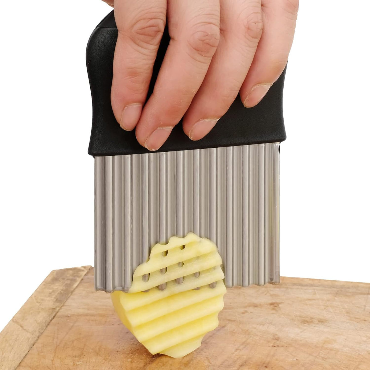 Crinkle Cutter, French Fry Cutter for Potatoes, Upgraded Stainless Steel Blade, Potato Slicer Frency Fry Crinkle Cutter Chopper Wavy Cutting Tool for Potatoes Carrots Cucumbers