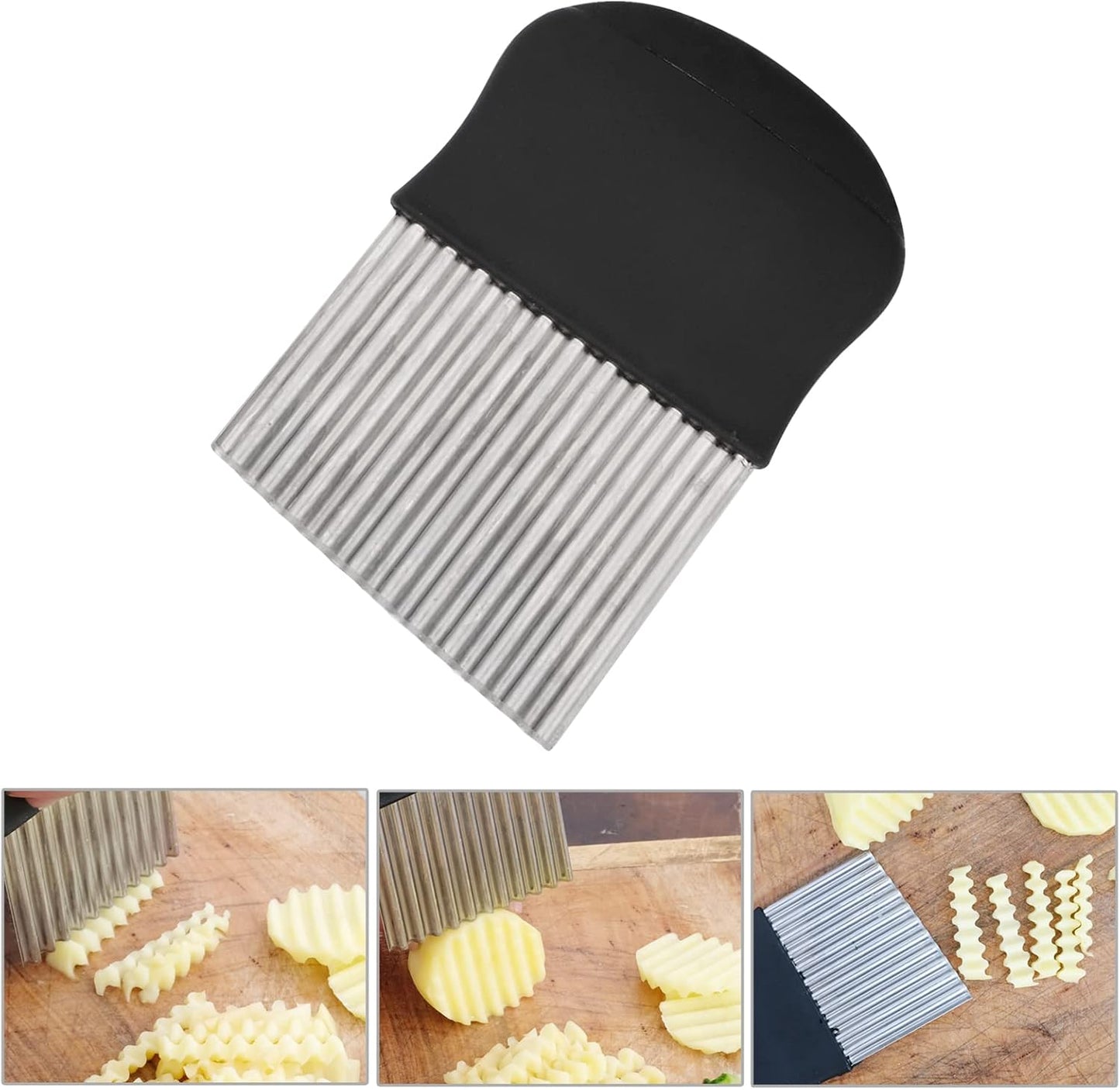 Crinkle Cutter, French Fry Cutter for Potatoes, Upgraded Stainless Steel Blade, Potato Slicer Frency Fry Crinkle Cutter Chopper Wavy Cutting Tool for Potatoes Carrots Cucumbers