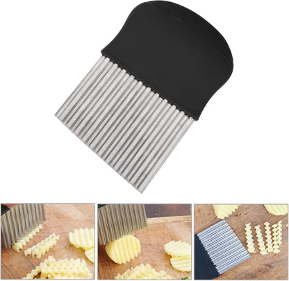Crinkle Cutter, French Fry Cutter for Potatoes, Upgraded Stainless Steel Blade, Potato Slicer Frency Fry Crinkle Cutter Chopper Wavy Cutting Tool for Potatoes Carrots Cucumbers