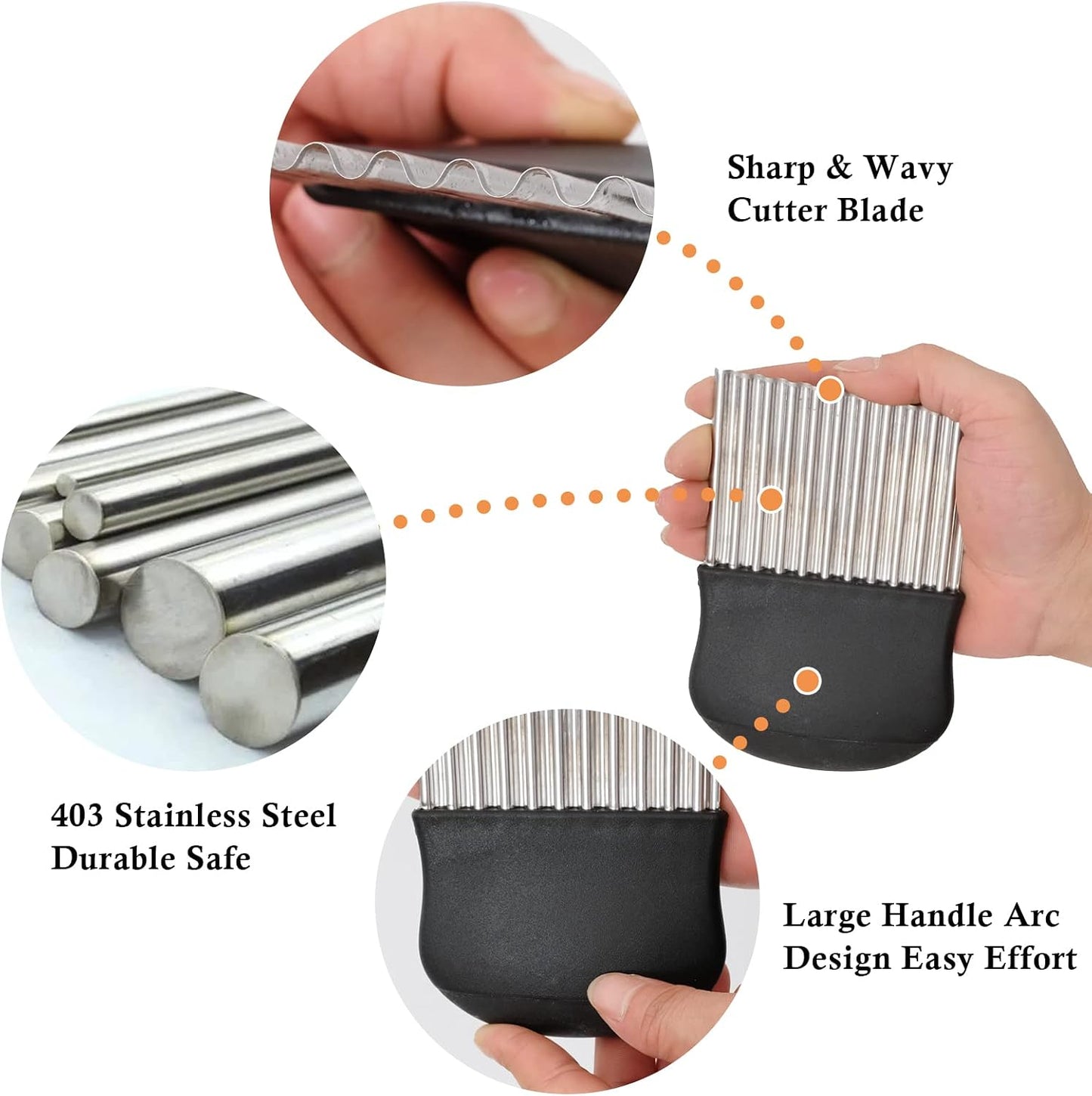 Crinkle Cutter, French Fry Cutter for Potatoes, Upgraded Stainless Steel Blade, Potato Slicer Frency Fry Crinkle Cutter Chopper Wavy Cutting Tool for Potatoes Carrots Cucumbers