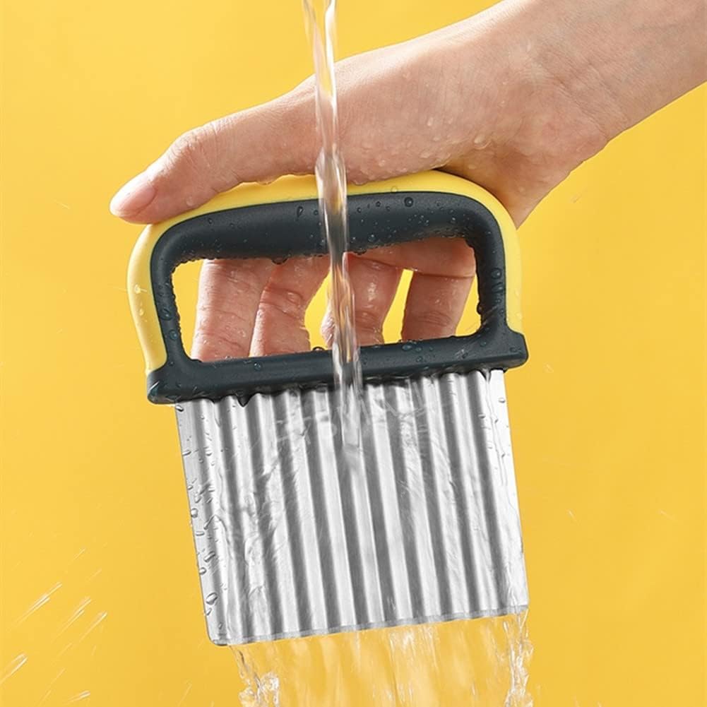 Crinkle Cutter, French Fry Cutter for Potatoes, Upgraded Stainless Steel Blade, Potato Slicer Frency Fry Crinkle Cutter Chopper Wavy Cutting Tool for Potatoes Carrots Cucumbers