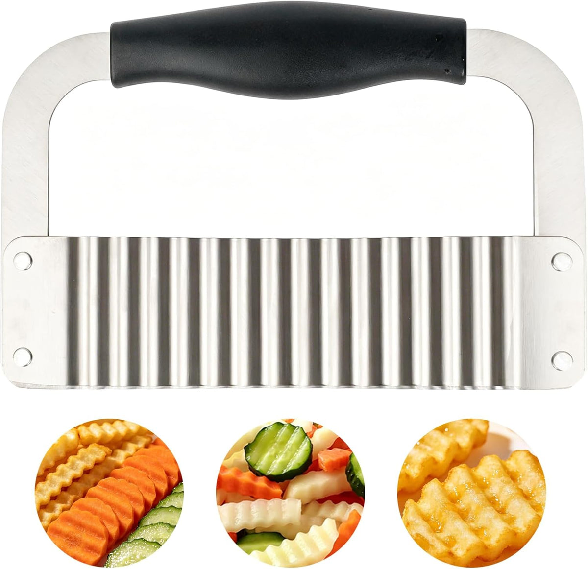 Crinkle Cutter, French Fry Cutter for Potatoes, Upgraded Stainless Steel Blade, Potato Slicer Frency Fry Crinkle Cutter Chopper Wavy Cutting Tool for Potatoes Carrots Cucumbers