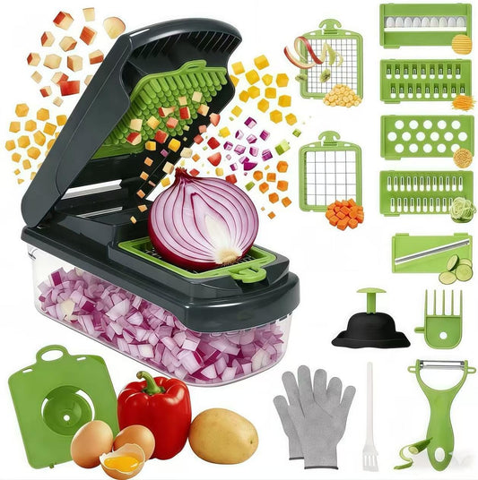 Mandoline Slicer for Kitchen, Vegetable Chopper with Adjustable Stainless Steel Blades, Fruit Slicer & Food Cutter for Potato, Onion, Cucumber, Carrot and Meal Prep, Easy to Clean