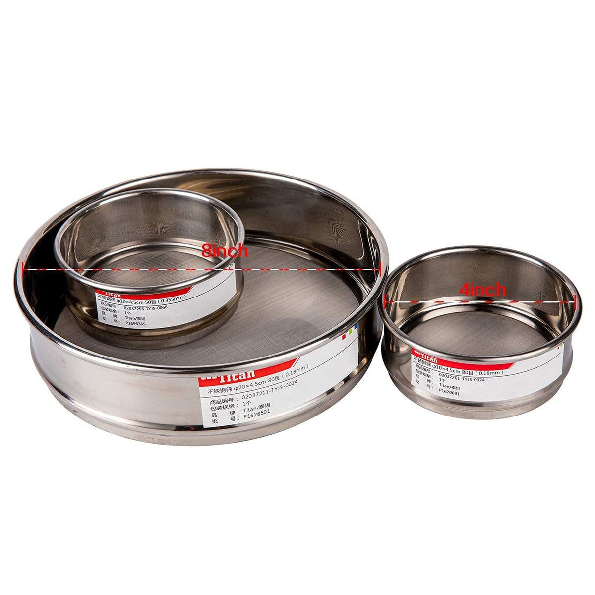 18 Mesh Lab Sieves 4" Diameter 304 Stainless Steel Wire Cloth Test Sieve for Industrial Laboratory Home - Colors A