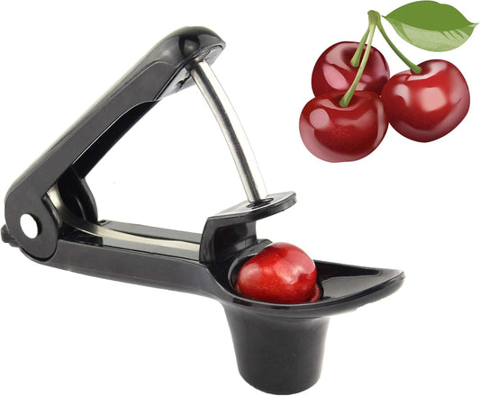 Cherry Pitter Tool, Heavy Duty Olive Pitter Tool,Cherry Stoner Pitter Core Remover, Portable Cherry Pitter kitchen aid with Space-Saving Lock Design - Black