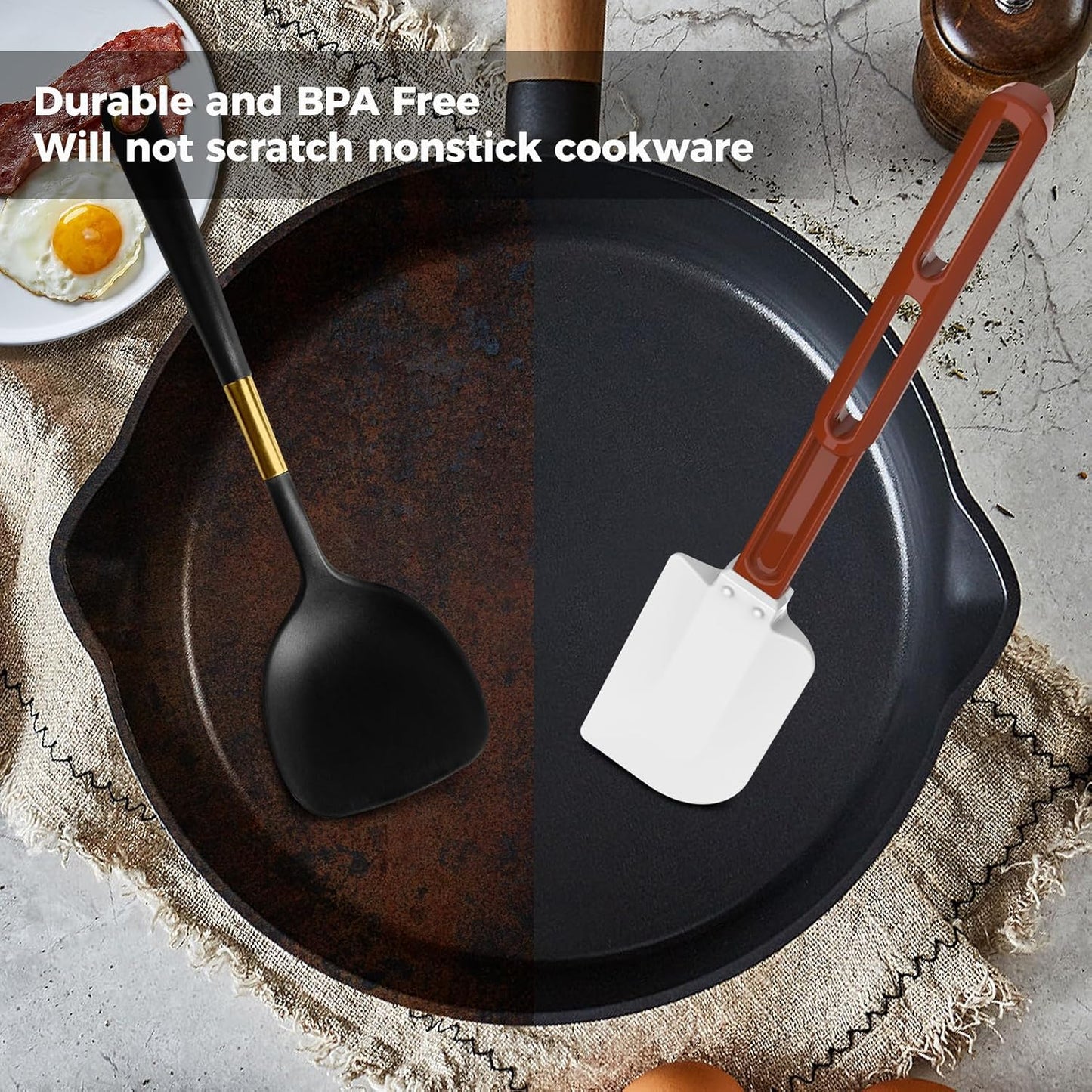 High Heat Resistant Silicone Spatulas, 13-1/2" Commercial Spatula 500°F Heat-Resistant Heavy Duty Spatula Non-Stick Scraper, Ideal for Baking/Cooking/Mixing, Commercial Dishwasher Safe, Set of 2
