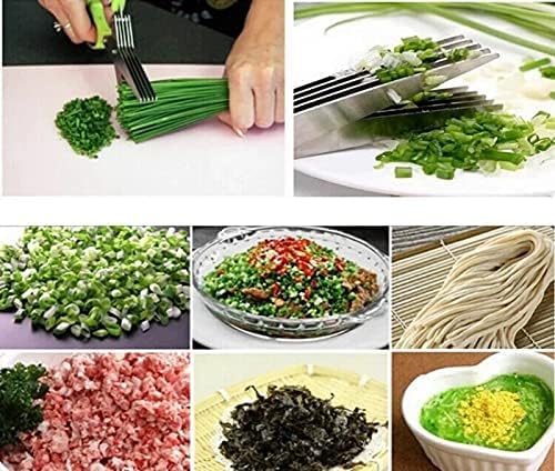 Multilayer Stainless Steel Multifunctional Knives Kitchen Scissors Chive Cutter Herb Spice Kitchen Slicer Shredded Scallion Cut