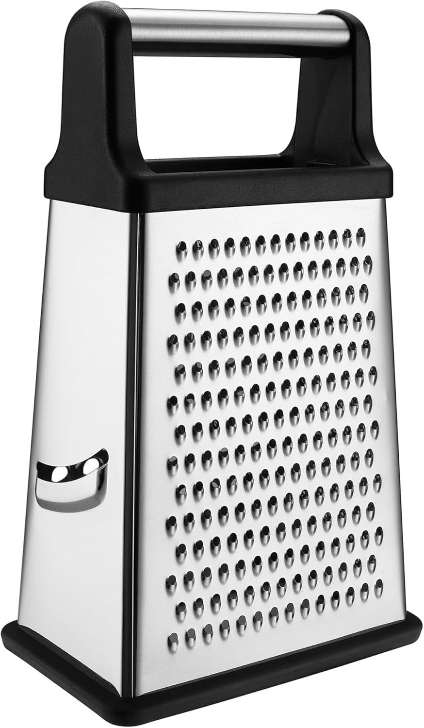 Stainless Steel XL Cheese Grater for Kitchen, Black | 4 Sided Manual Metal Box Grater for Carrot, Potato, Parmesan, Cheese Shredder, Professional Vegetable Grater, Dishwasher Safe