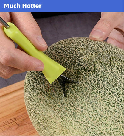 4 In 1 Stainless Steel Fruit Carving Tools Set, Melon Baller Scoop Set,watermelon scooper fruit scooper and baller, fruit carving tools,Perfect Tools for Making Fruit Shapes (Green)