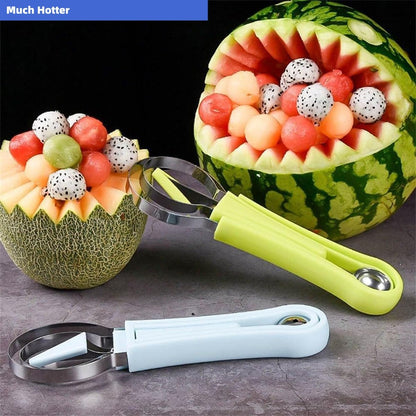 4 In 1 Stainless Steel Fruit Carving Tools Set, Melon Baller Scoop Set,watermelon scooper fruit scooper and baller, fruit carving tools,Perfect Tools for Making Fruit Shapes (Green)