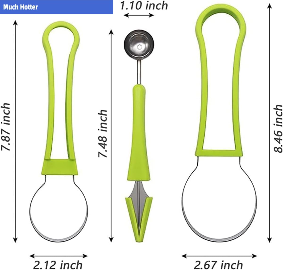 4 In 1 Stainless Steel Fruit Carving Tools Set, Melon Baller Scoop Set,watermelon scooper fruit scooper and baller, fruit carving tools,Perfect Tools for Making Fruit Shapes (Green)