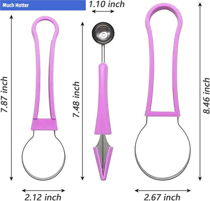4 In 1 Stainless Steel Fruit Carving Tools Set, Melon Baller Scoop Set,watermelon scooper fruit scooper and baller, fruit carving tools,Perfect Tools for Making Fruit Shapes (Green)