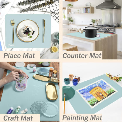 Extra Large Silicone Mat 36" x 24" Place Mats, Heat Resistant Mat for Kitchen Countertop Protector, Thick Placemats Washable Silicone Mats for Kitchen Counter Mat Dining Table Mat, Grey, Sapid