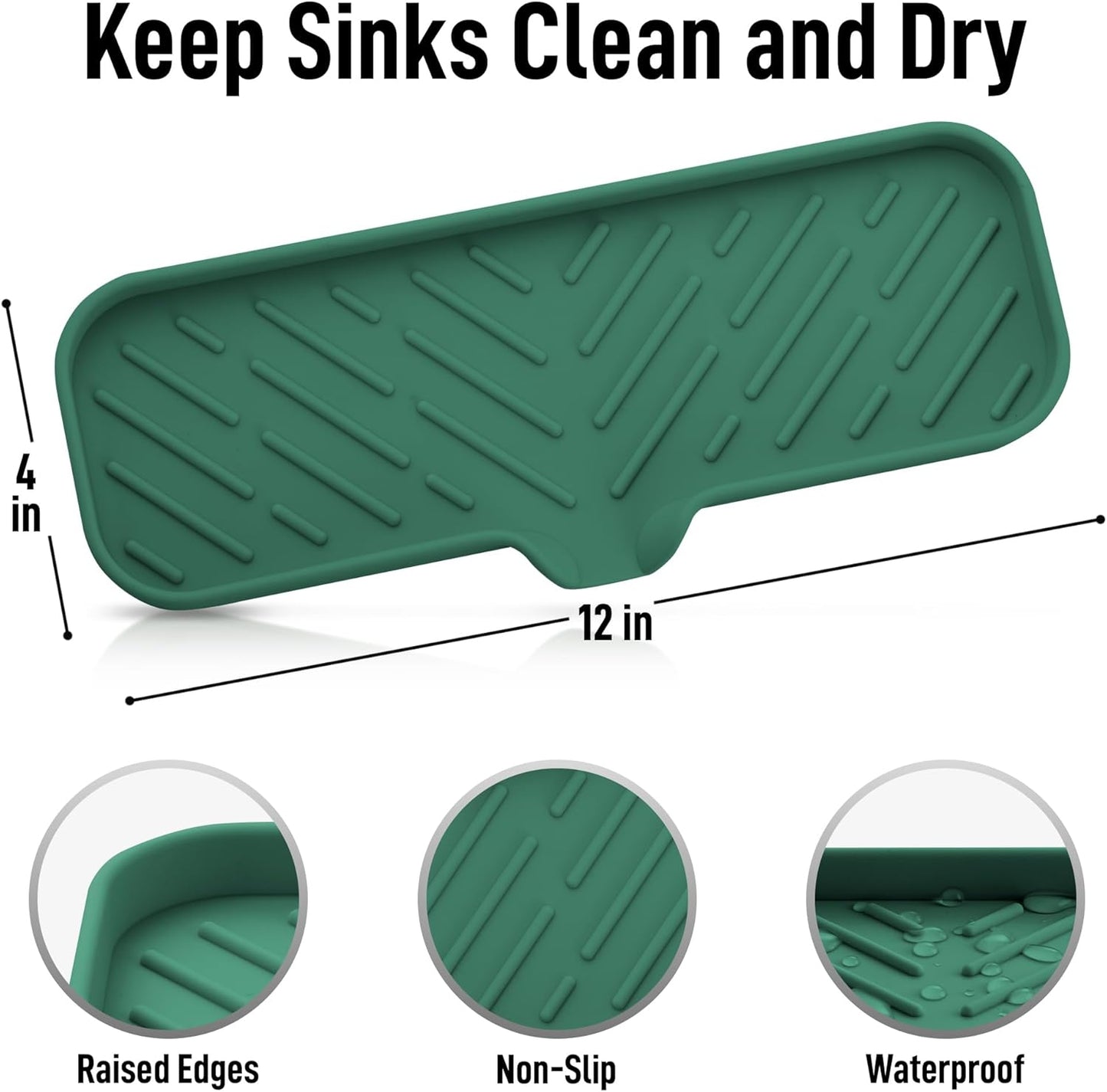 Zulay Kitchen (9x3.5in Sponge Holder for Kitchen Sink - Flexible Heavy-duty Multipurpose Sink Caddy - Counter Organizer for Kitchen, Bathroom, Makeup, Trinkets & More! (Grey)