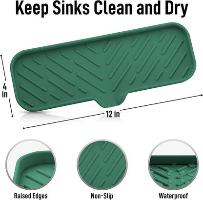 Zulay Kitchen (9x3.5in Sponge Holder for Kitchen Sink - Flexible Heavy-duty Multipurpose Sink Caddy - Counter Organizer for Kitchen, Bathroom, Makeup, Trinkets & More! (Grey)