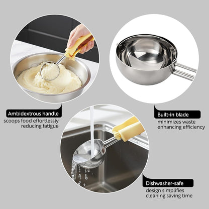 Restaurantware Ice Cream Scoop 1 Case 3.75 oz Stainless Steel Portioner Commercial Kitchen Tool Comfortable Grip Dishwasher-Safe Ambidextrous Handle