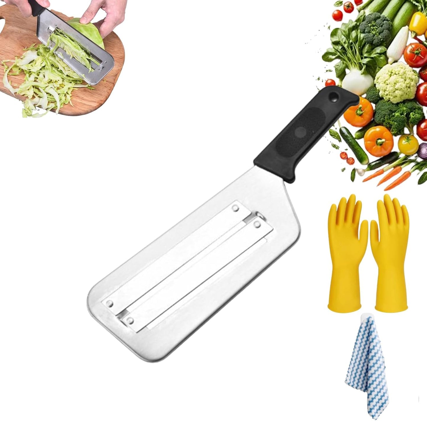 Dual Blade Julienne Cutter, Julienne Peeler Vegetable Peeler, Stainless Steel Shredder Knife, Stainless Steel Dual Blade Julienne Cutter, 2025 New Cabbage Shredder (Black)
