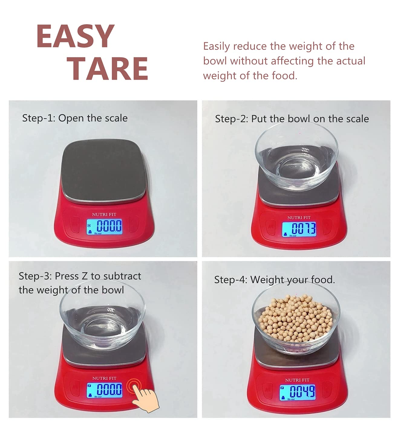 NUTRI FIT Ultra Slim Kitchen Scale Digital Food Weight Scale for Baking Cooking in Grams and Ounces Tare & Backlit LCD Display 11lb 5kg Capacity- Black/Stainless Steel
