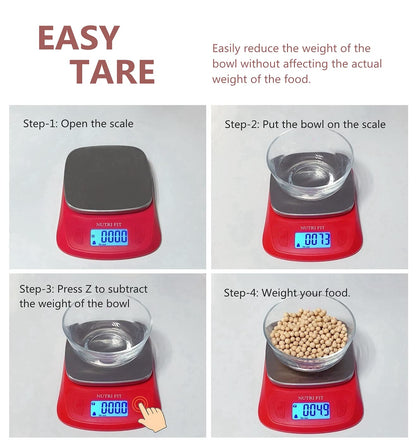 NUTRI FIT Ultra Slim Kitchen Scale Digital Food Weight Scale for Baking Cooking in Grams and Ounces Tare & Backlit LCD Display 11lb 5kg Capacity- Black/Stainless Steel