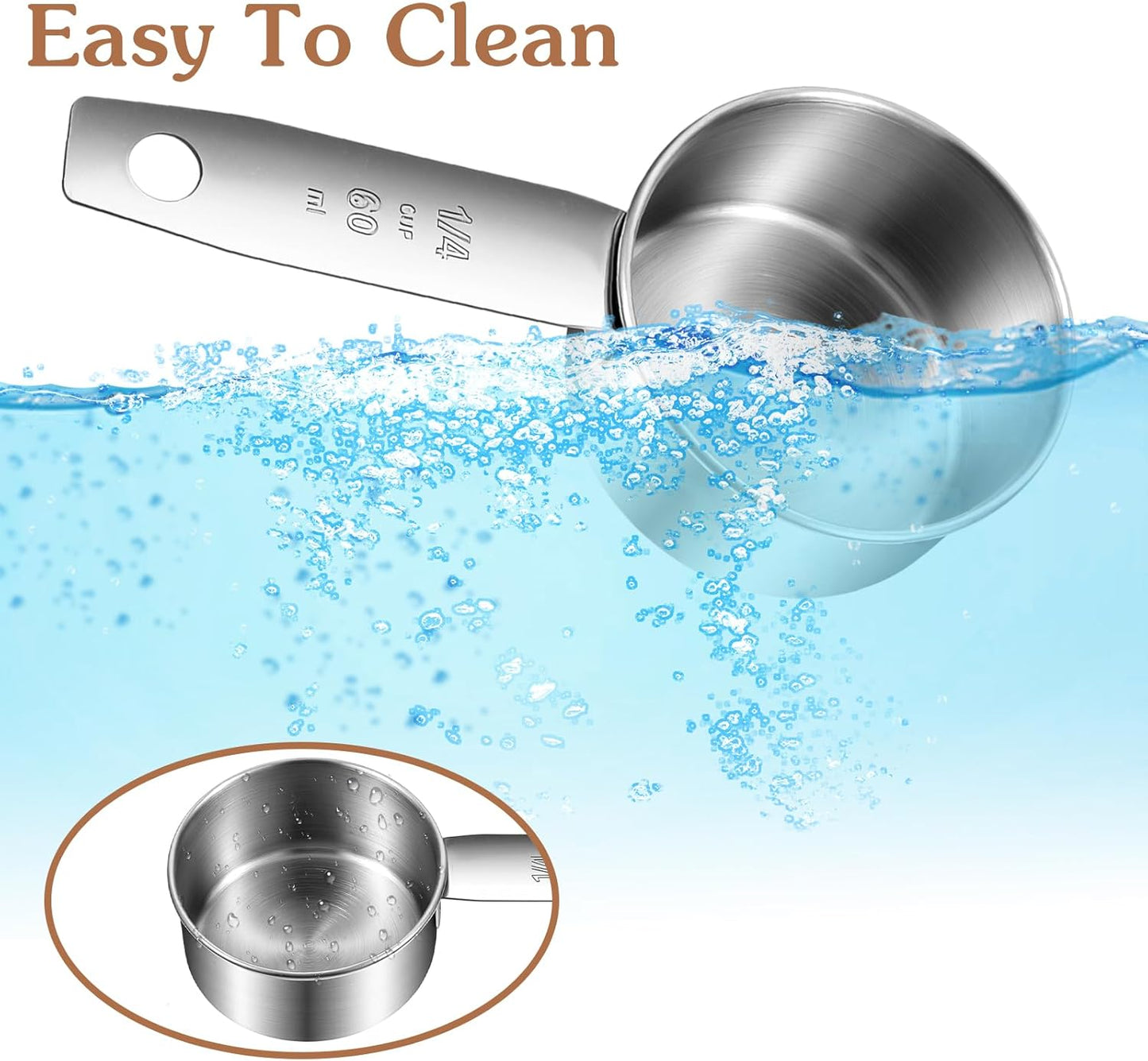 2 Pcs 1/4 Cup Scoop, 1/4 Cup Measuring Scoop, 60 ml Stainless Steel Half Cups Dog Food Measuring Scoops for Feeding Pet, Cat, Dogs, Rabbit, Bird, Wet and Dry Ingredients, Dishwasher Safe