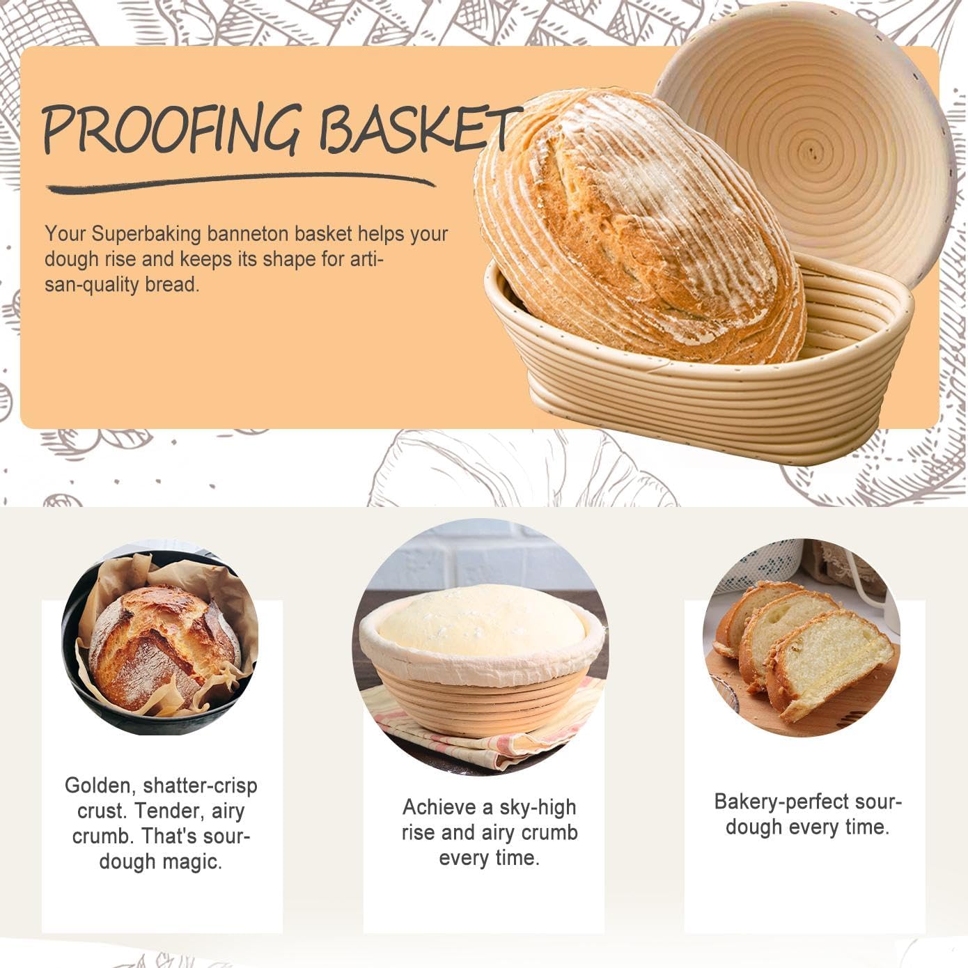 Aoocan Sourdough Starter Kit for Beginners, Bread Baking Supplies & Bread Making Tools – 9 Inch Round & 10 Inch Oval Banneton Bread Proofing Basket Set with Dough Whisk, Lame, Scraper & Brush