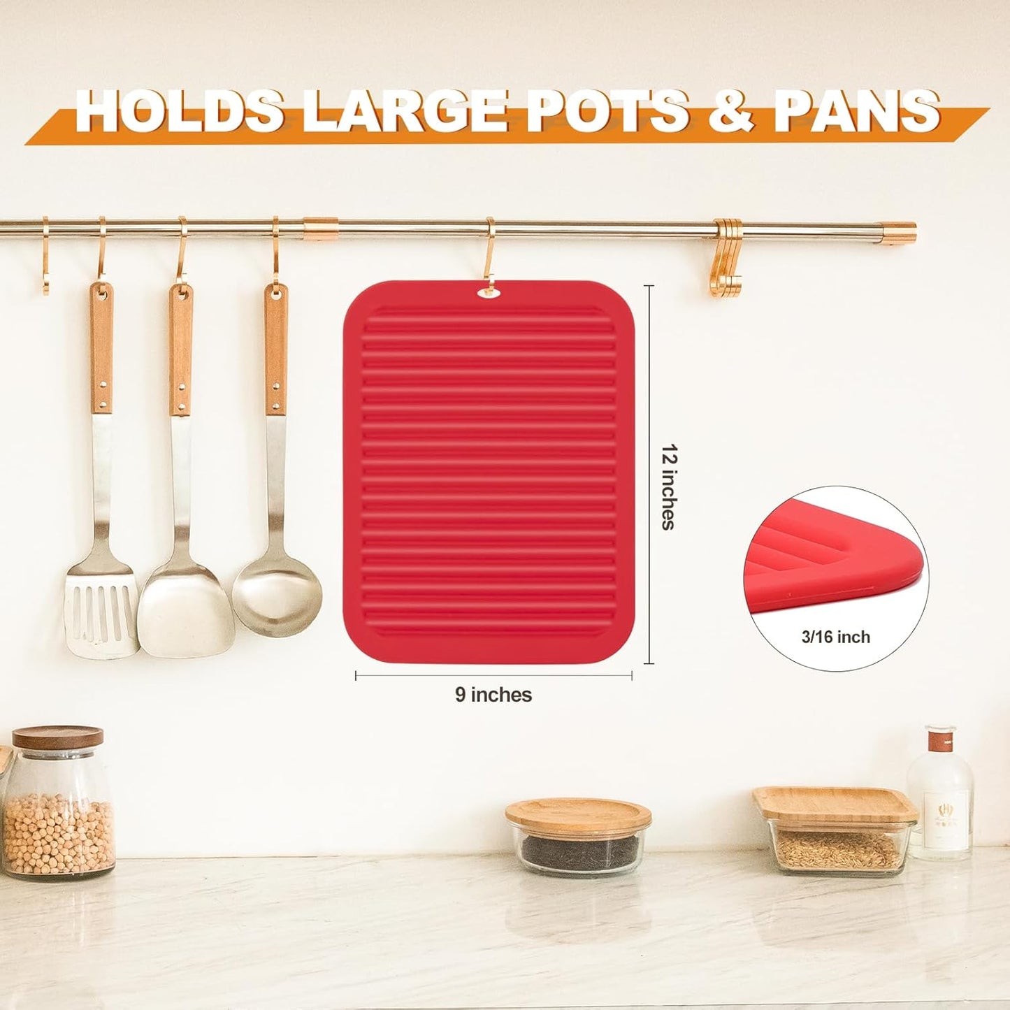 Joyhalo 4 Pack Silicone Trivets for Hot Pots and Pans,480℉ Heat Resistant Trivets for Hot Dishes,Hot Pads for Countertop,Kitchen Potholders,Black