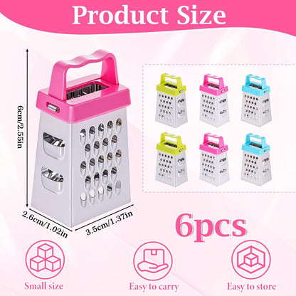 6pcs Mini Cheese Grater Set, Stainless Steel Box Graters, Compact Mini Graters for Kitchen, Small Box Grater for Cheese, Vegetables, Ginger, and More