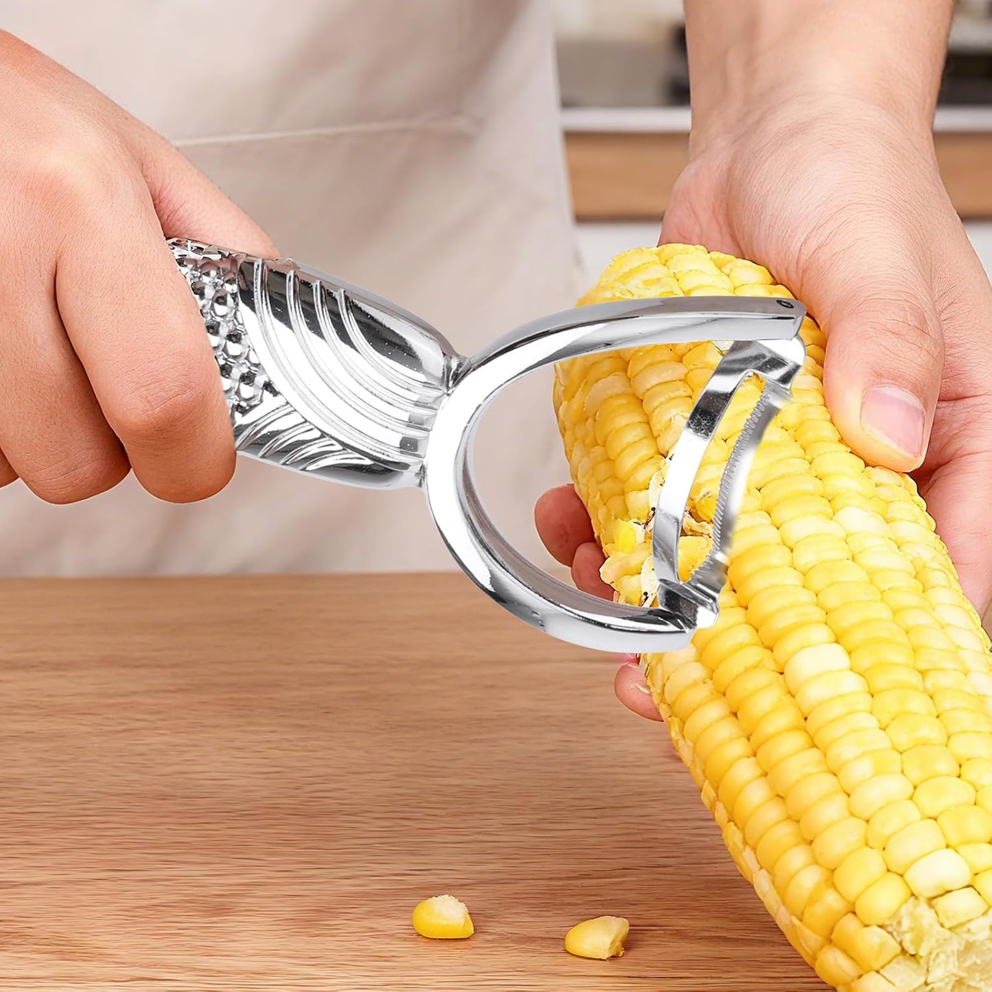 Corn Peeler, Aluminum Stainless Alloy Cobb Kernel Remover Stripping Tool with Non-Slip Handle Stripper & Cutter shucker gobbler Husker Sheller Thresher for Corn on the Cob Kitchen Chef Salads